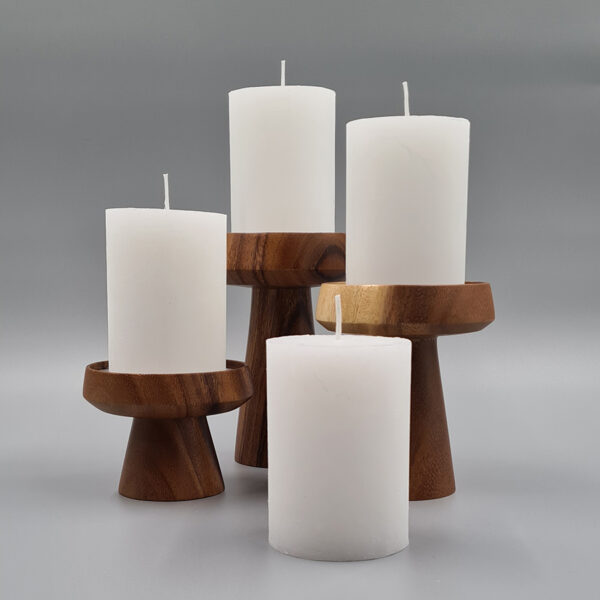 Rusztikus hengergyertya - fehér - 7x10 cm
